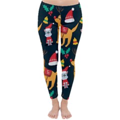 Funny Christmas Pattern Background Classic Winter Leggings