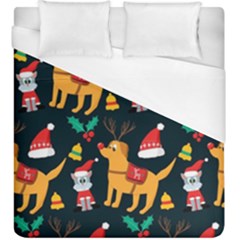 Funny Christmas Pattern Background Duvet Cover (King Size)