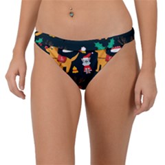 Funny Christmas Pattern Background Band Bikini Bottom