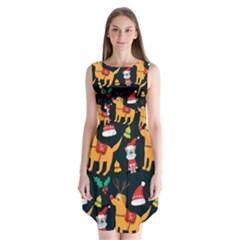 Funny Christmas Pattern Background Sleeveless Chiffon Dress  