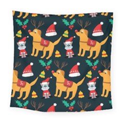 Funny Christmas Pattern Background Square Tapestry (Large)