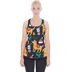 Funny Christmas Pattern Background Piece Up Tank Top