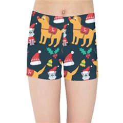 Funny Christmas Pattern Background Kids  Sports Shorts