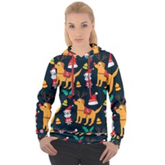 Funny Christmas Pattern Background Women s Overhead Hoodie