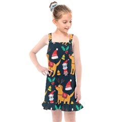Funny Christmas Pattern Background Kids  Overall Dress