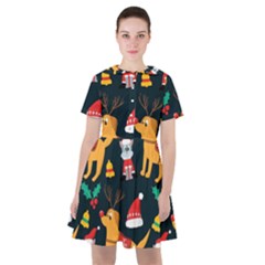 Funny Christmas Pattern Background Sailor Dress