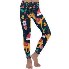 Funny Christmas Pattern Background Kids  Lightweight Velour Classic Yoga Leggings