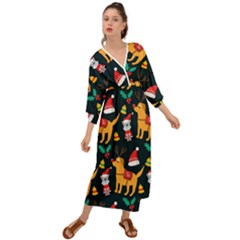 Funny Christmas Pattern Background Grecian Style  Maxi Dress