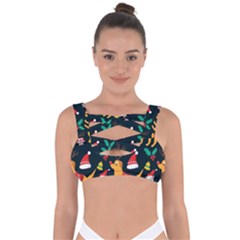 Funny Christmas Pattern Background Bandaged Up Bikini Top