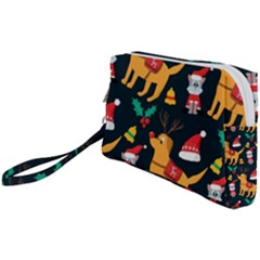 Funny Christmas Pattern Background Wristlet Pouch Bag (Small)