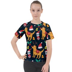 Funny Christmas Pattern Background Women s Sport Raglan Tee