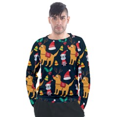 Funny Christmas Pattern Background Men s Long Sleeve Raglan Tee