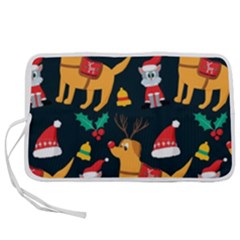 Funny Christmas Pattern Background Pen Storage Case (M)