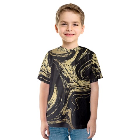 Black And Gold Marble Kids  Sport Mesh Tee by Dushan