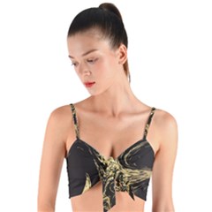 Black And Gold Marble Woven Tie Front Bralet