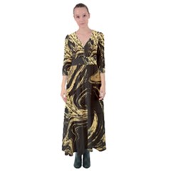 Black And Gold Marble Button Up Maxi Dress