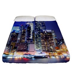 New-york Cityscape  Fitted Sheet (king Size) by Dushan