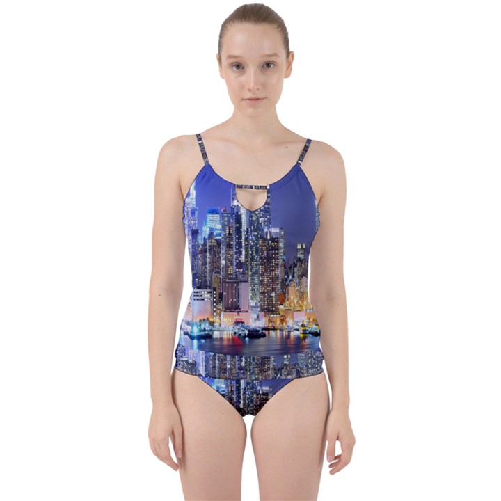 New-York CityScape  Cut Out Top Tankini Set