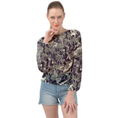 Modern Abstract Print Banded Bottom Chiffon Top