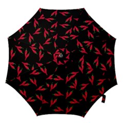 Red, Hot Jalapeno Peppers, Chilli Pepper Pattern At Black, Spicy Hook Handle Umbrellas (small)