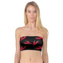 Red, hot jalapeno peppers, chilli pepper pattern at black, spicy Bandeau Top