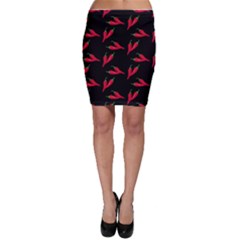 Red, hot jalapeno peppers, chilli pepper pattern at black, spicy Bodycon Skirt