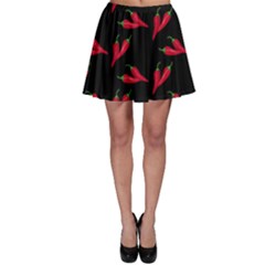 Red, hot jalapeno peppers, chilli pepper pattern at black, spicy Skater Skirt