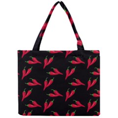 Red, hot jalapeno peppers, chilli pepper pattern at black, spicy Mini Tote Bag
