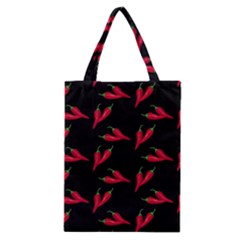 Red, Hot Jalapeno Peppers, Chilli Pepper Pattern At Black, Spicy Classic Tote Bag by Casemiro