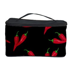 Red, hot jalapeno peppers, chilli pepper pattern at black, spicy Cosmetic Storage