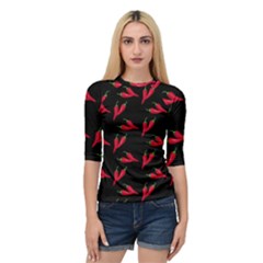 Red, hot jalapeno peppers, chilli pepper pattern at black, spicy Quarter Sleeve Raglan Tee