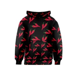 Red, hot jalapeno peppers, chilli pepper pattern at black, spicy Kids  Pullover Hoodie