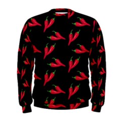 Red, hot jalapeno peppers, chilli pepper pattern at black, spicy Men s Sweatshirt