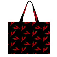 Red, hot jalapeno peppers, chilli pepper pattern at black, spicy Zipper Mini Tote Bag