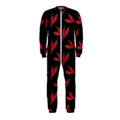 Red, hot jalapeno peppers, chilli pepper pattern at black, spicy OnePiece Jumpsuit (Kids)
