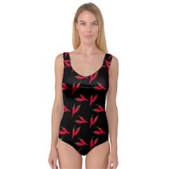 Red, hot jalapeno peppers, chilli pepper pattern at black, spicy Princess Tank Leotard 