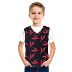 Red, hot jalapeno peppers, chilli pepper pattern at black, spicy Kids  SportsWear