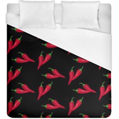 Red, Hot Jalapeno Peppers, Chilli Pepper Pattern At Black, Spicy Duvet Cover (king Size)
