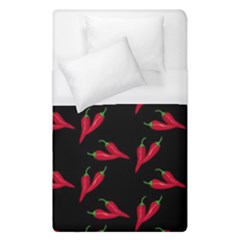 Red, hot jalapeno peppers, chilli pepper pattern at black, spicy Duvet Cover (Single Size)