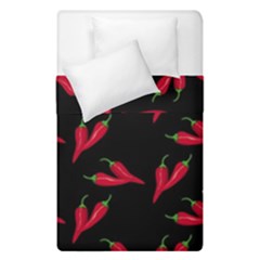 Red, Hot Jalapeno Peppers, Chilli Pepper Pattern At Black, Spicy Duvet Cover Double Side (single Size)