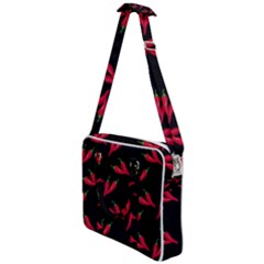 Red, hot jalapeno peppers, chilli pepper pattern at black, spicy Cross Body Office Bag