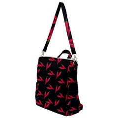 Red, hot jalapeno peppers, chilli pepper pattern at black, spicy Crossbody Backpack