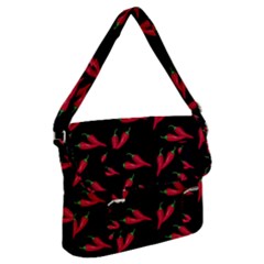Red, hot jalapeno peppers, chilli pepper pattern at black, spicy Buckle Messenger Bag