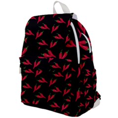 Red, hot jalapeno peppers, chilli pepper pattern at black, spicy Top Flap Backpack
