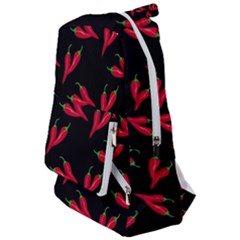 Red, hot jalapeno peppers, chilli pepper pattern at black, spicy Travelers  Backpack