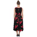 Red, hot jalapeno peppers, chilli pepper pattern at black, spicy Midi Tie-Back Chiffon Dress View2