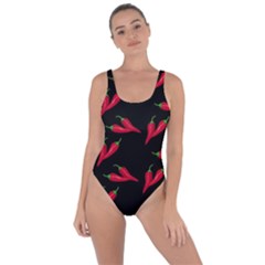 Red, hot jalapeno peppers, chilli pepper pattern at black, spicy Bring Sexy Back Swimsuit