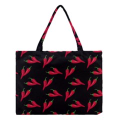 Red, hot jalapeno peppers, chilli pepper pattern at black, spicy Medium Tote Bag
