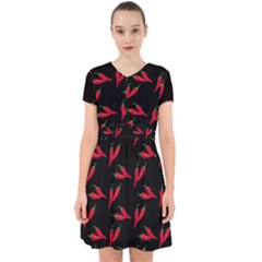 Red, hot jalapeno peppers, chilli pepper pattern at black, spicy Adorable in Chiffon Dress