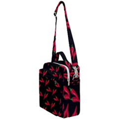 Red, hot jalapeno peppers, chilli pepper pattern at black, spicy Crossbody Day Bag